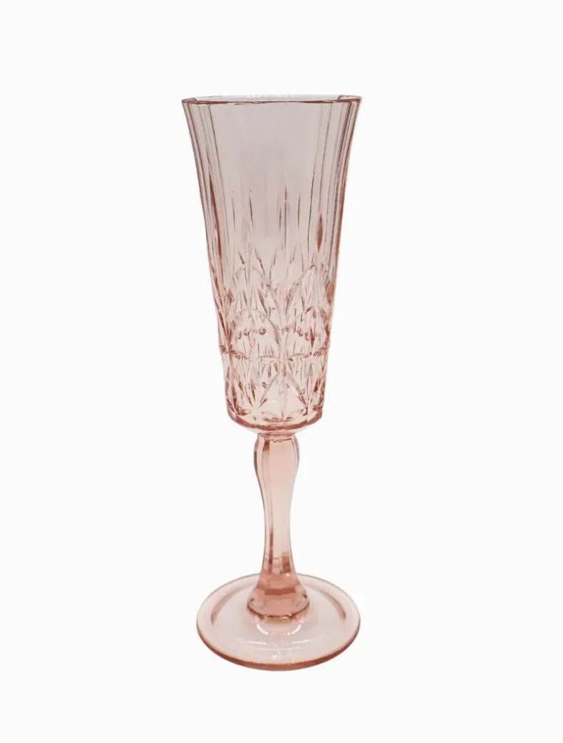Acrylic Crystal Cut Flute Glass Pink