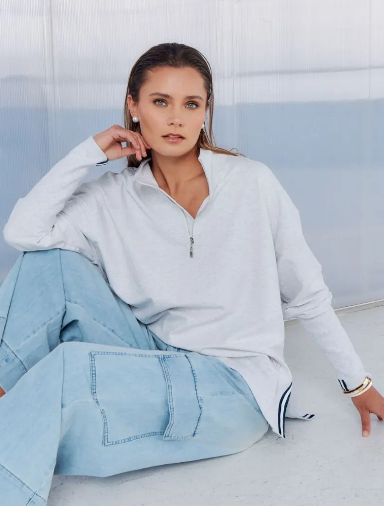Alysha Zip Through Sweatshirt Grey