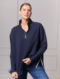 Alysha Zip Through Sweatshirt Navy