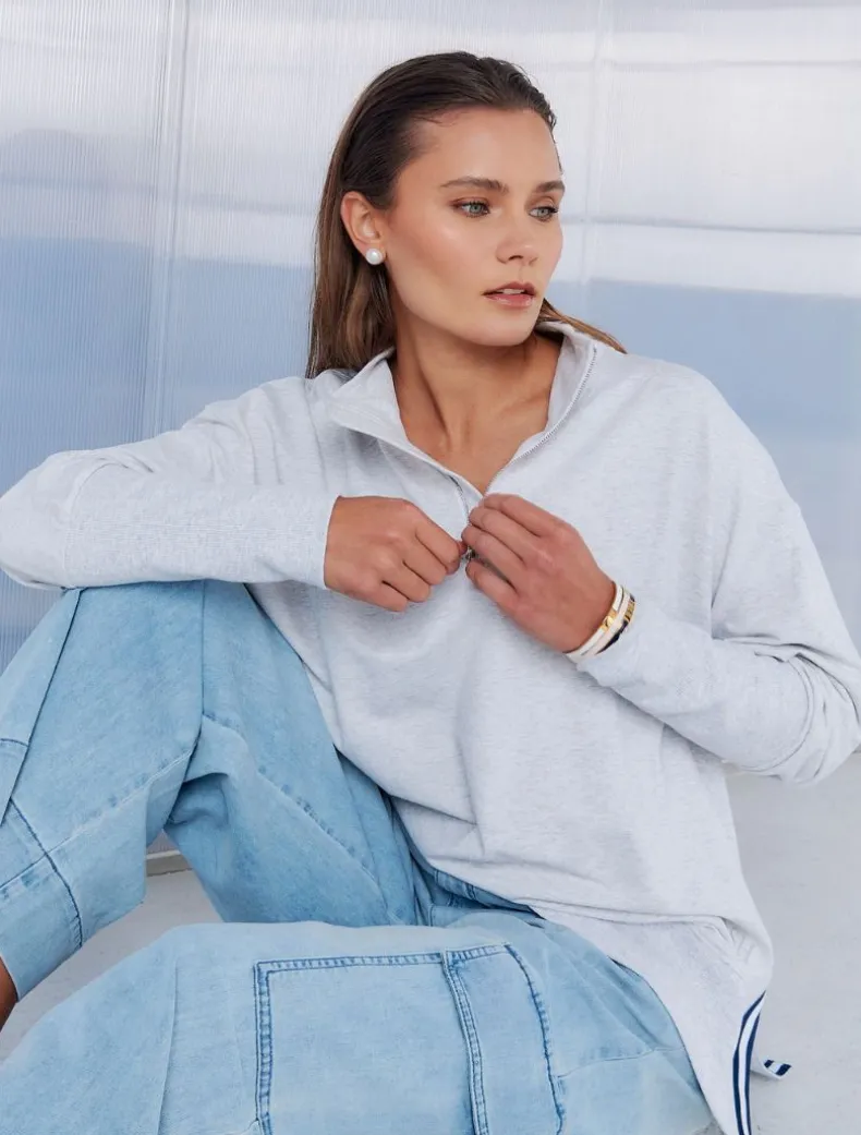 Alysha Zip Through Sweatshirt Grey