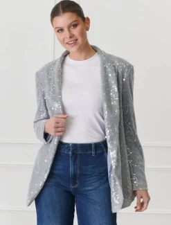 Anais Sequin Jacket Blue