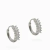 Baguette Crystal Hoops Silver