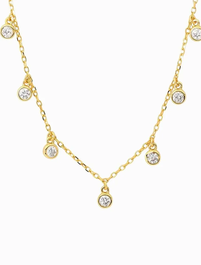 Bezel Set Cubic Zirconia Necklace Gold