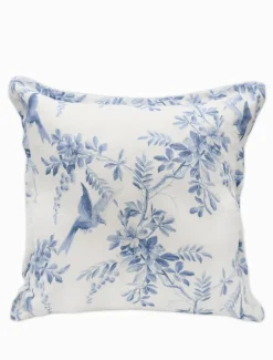Birds in Flight Linen Cushion Light Blue