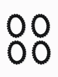 Black Spiral Hair Ties Pack of 4