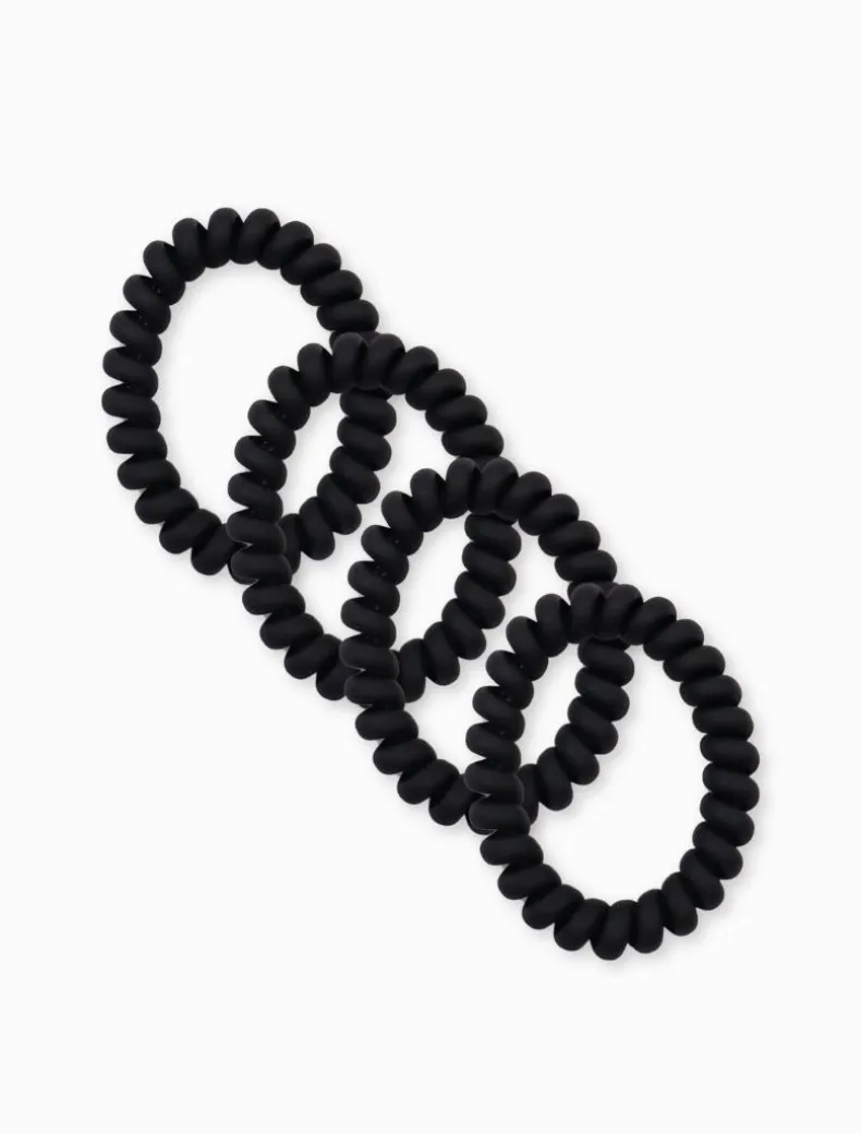 Black Spiral Hair Ties Pack of 4