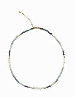 Blue Stone and Pearl Necklace