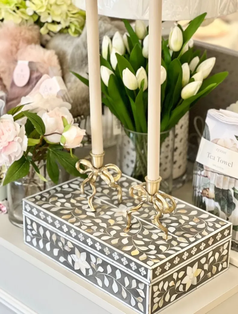 Brass Bow Candle Holder