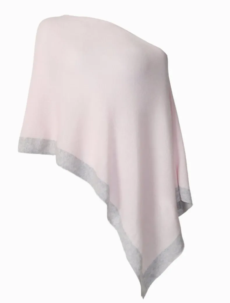 Cashmere Border Ponchette Pink Grey