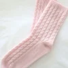 Cashmere Cable Knit Bed Socks Pink