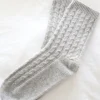 Cashmere Cable Knit Bed Socks Grey