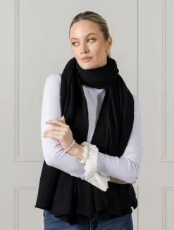 Cashmere Double Width Scarf Black