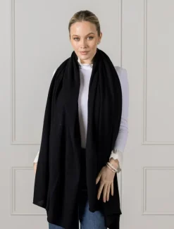 Cashmere Double Width Scarf Black