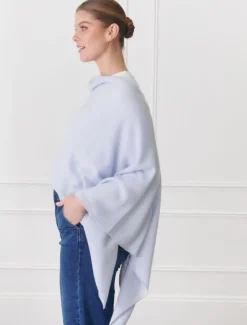 Cashmere Ponchette Pale Blue