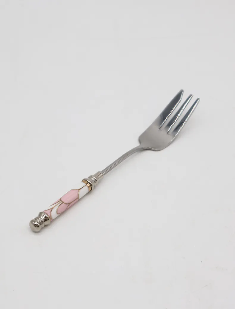 Ceramic Pink Arch Tile Pattern Fork Silver