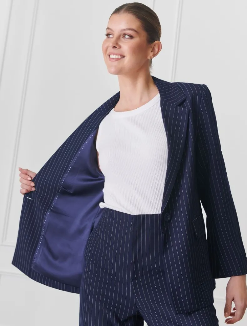 Chalk Stripe Jacket Navy