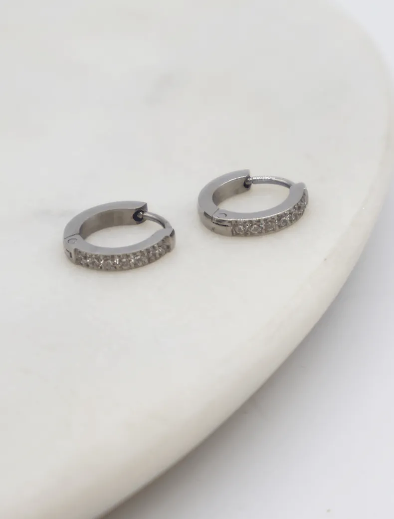 Channel Set Hoops Silver