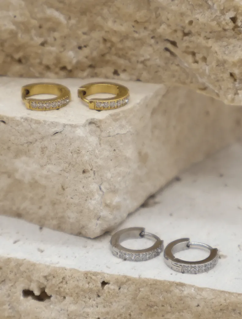 Channel Set Hoops Silver