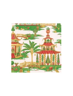Christmas Pagodas White Cocktail Napkins