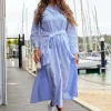 Classic Stripe Tea Rose Dress Blue- FINAL SALE
