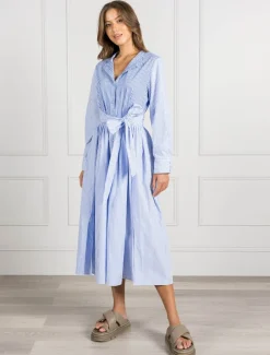 Classic Stripe Tea Rose Dress Blue- FINAL SALE