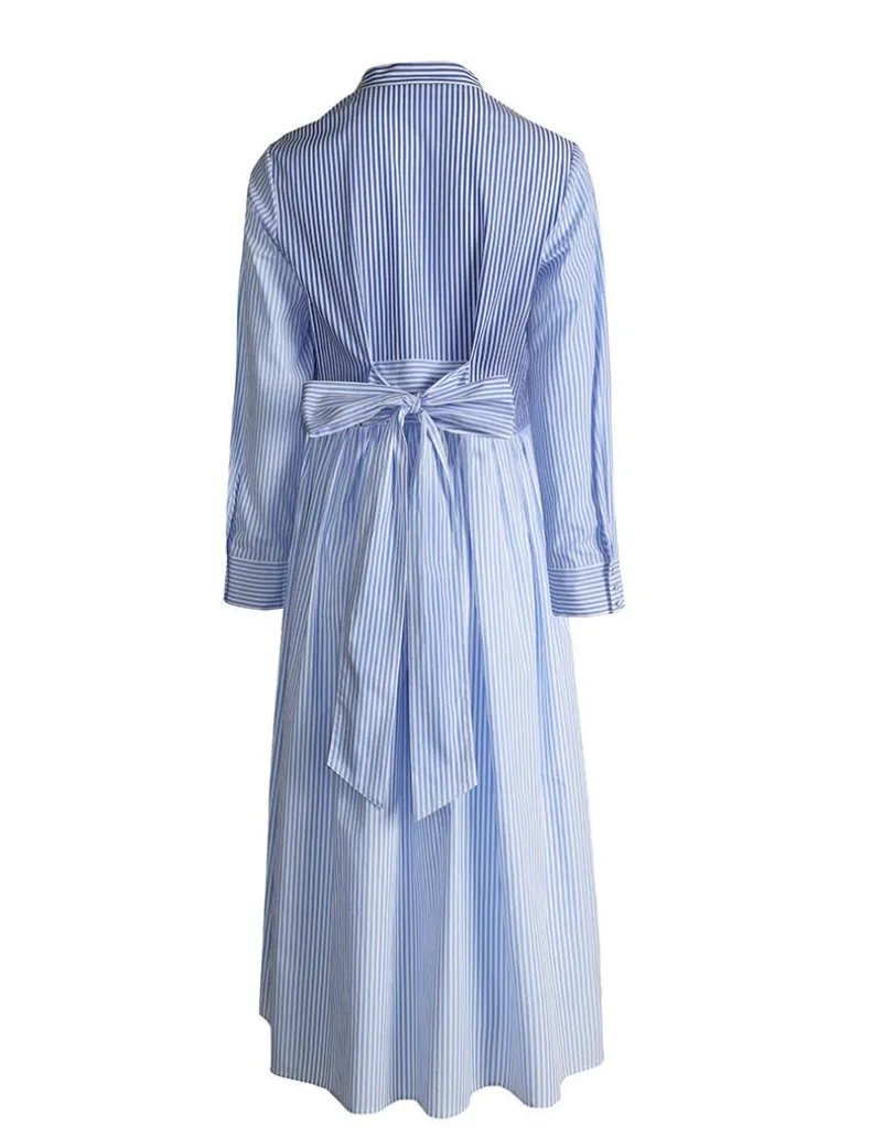 Classic Stripe Tea Rose Dress Blue- FINAL SALE