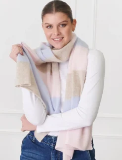 Copenhagen Cashmere Scarf Pink Beige Blue