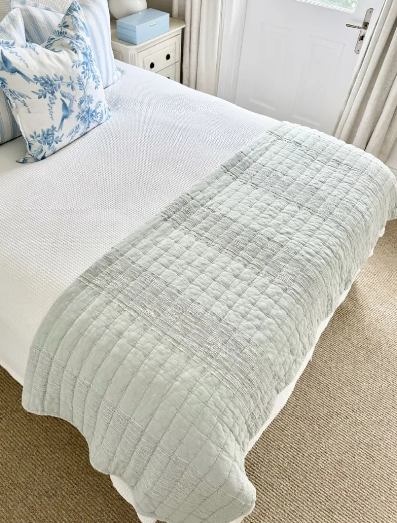 Cotton Quilted Throw Blue