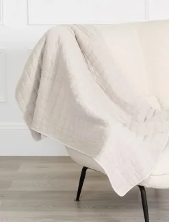 Cotton Quilted Throw Natural