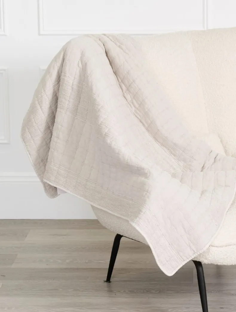 Cotton Quilted Throw Natural
