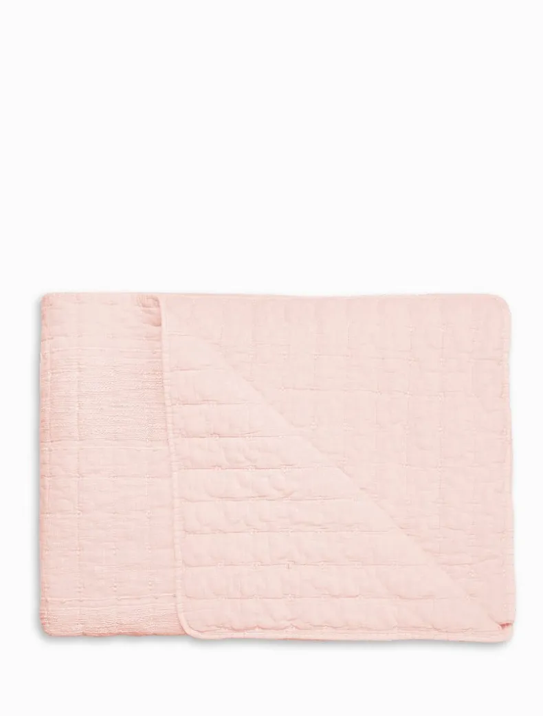 Cotton Quilted Throw Pink