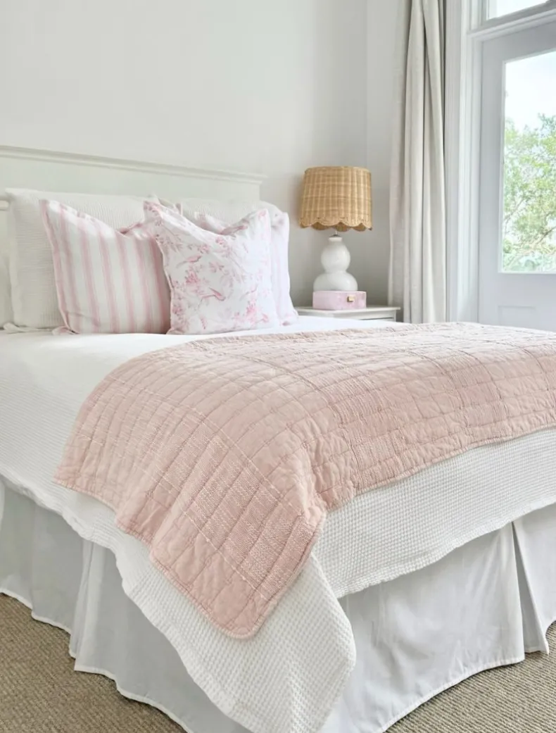 Cotton Quilted Throw Pink