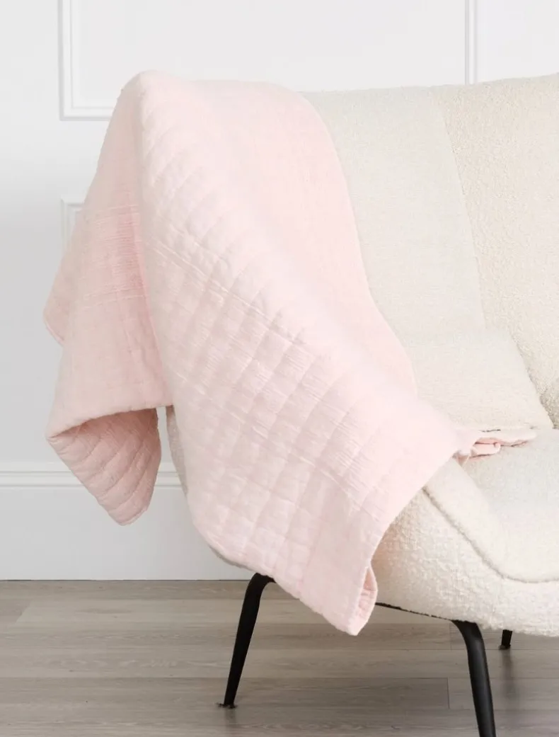 Cotton Quilted Throw Pink