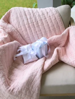 Cotton Quilted Throw Pink