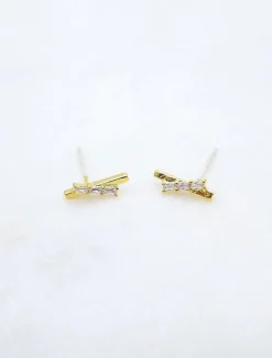 Criss Cross Sticks Studs Gold