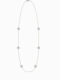 Crusted Clover Necklace Silver