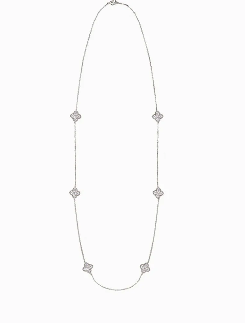 Crusted Clover Necklace Silver