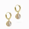 Crystal Circle Drop Earrings Gold