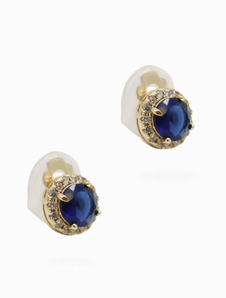 Crystal Surround Clip Ons Navy