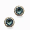 Crystal Surround Studs Light Blue