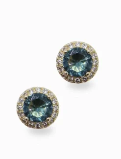 Crystal Surround Studs Light Blue
