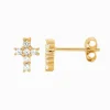 Cubic Zirconia Claw Set Cross Studs Gold