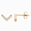 Cubic Zirconia V Stud Earrings Gold