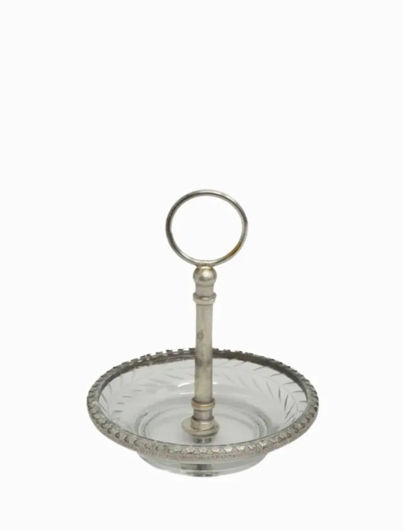 Cut Glass Ring Dish with Handle