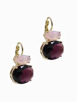 Double Crystal French Hooks Pink and Mauve