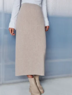 Eden Rib Skirt Oatmeal - FINAL SALE