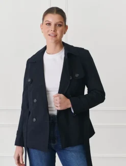 Ella Cropped Trench Coat Navy