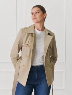 Ella Cropped Trench Coat Stone
