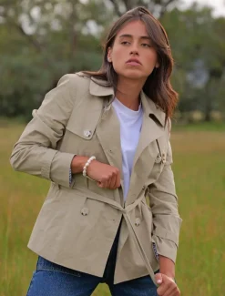 Ella Cropped Trench Coat Stone