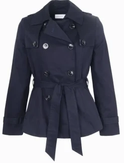 Ella Cropped Trench Coat Navy